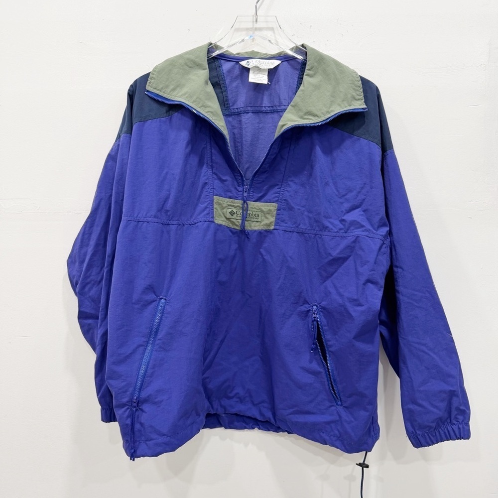 Vintage Columbia Windbreaker Half Zip Jacket Women Medium Nylon Purple Y2K